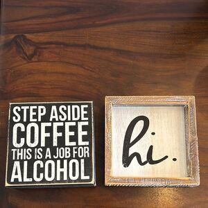 Decorative Wooden Signs Set coffee bar alcohol funny primitive decor EUC